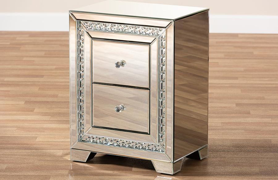 Wholesale Interiors Nightstands & Side Tables - Mina Nightstand Silver