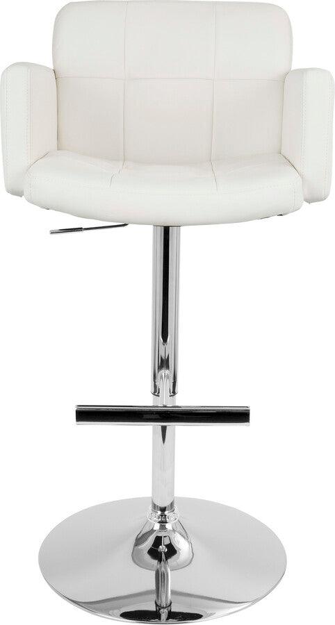 Lumisource Barstools - Stout Contemporary Adjustable Barstool with Swivel and White Faux Leather