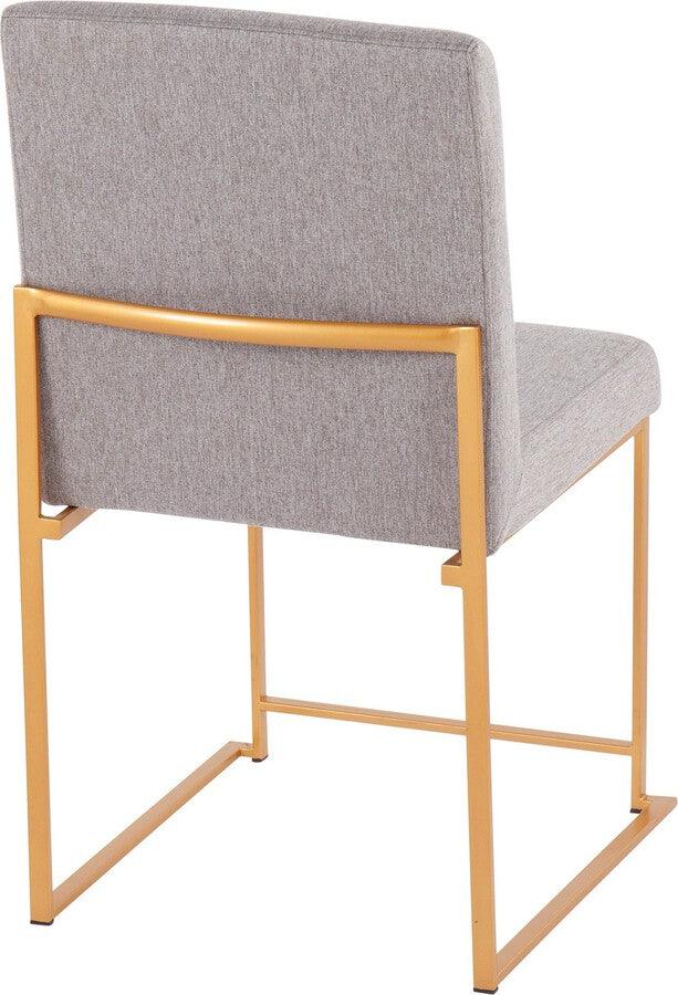 Lumisource Dining Chairs - High Back Fuji Contemporary Dining Chair In Gold & Light Grey Fabric (Set of 2)