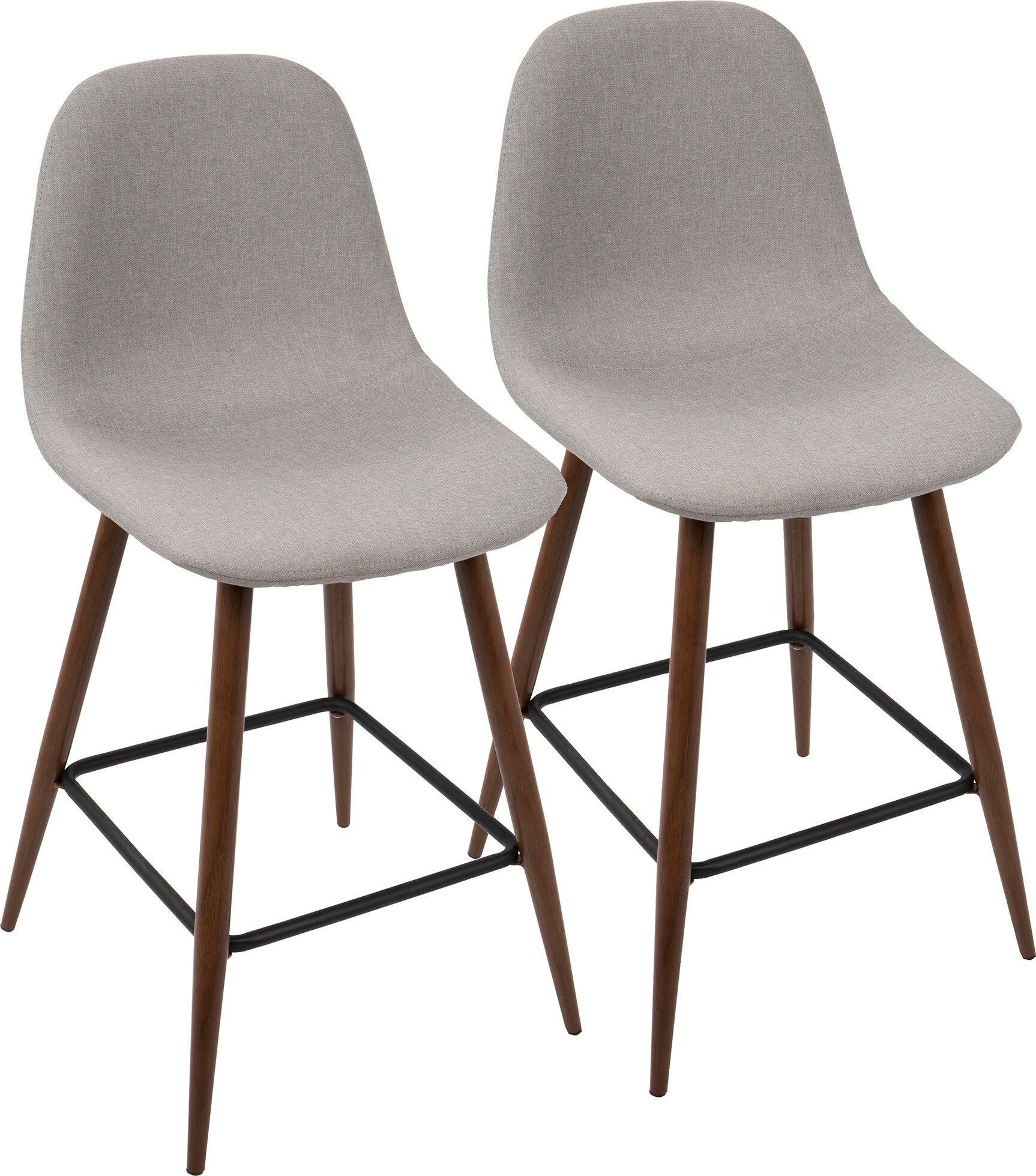 Lumisource Barstools - Pebble Counter Stool Walnut & Light Gray (Set of 2)