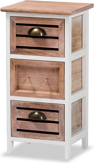 Wholesale Interiors Bedroom Organization - Palta Modern and Contemporary Two-Tone White and Brown Wood 3-Drawer Storage Unit