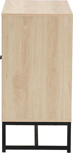 Wholesale Interiors Sideboards - Caterina Natural Brown Finished Wood and Natural Rattan 2-Door Storage Cabinet