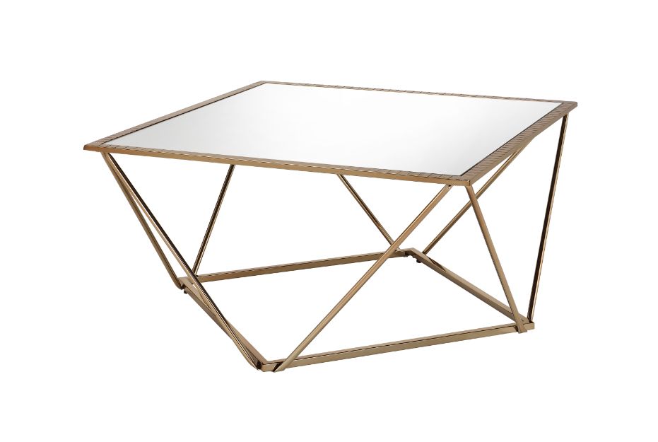ACME Coffee Tables - ACME Fogya Coffee Table, Mirrored & Champagne Gold Finish