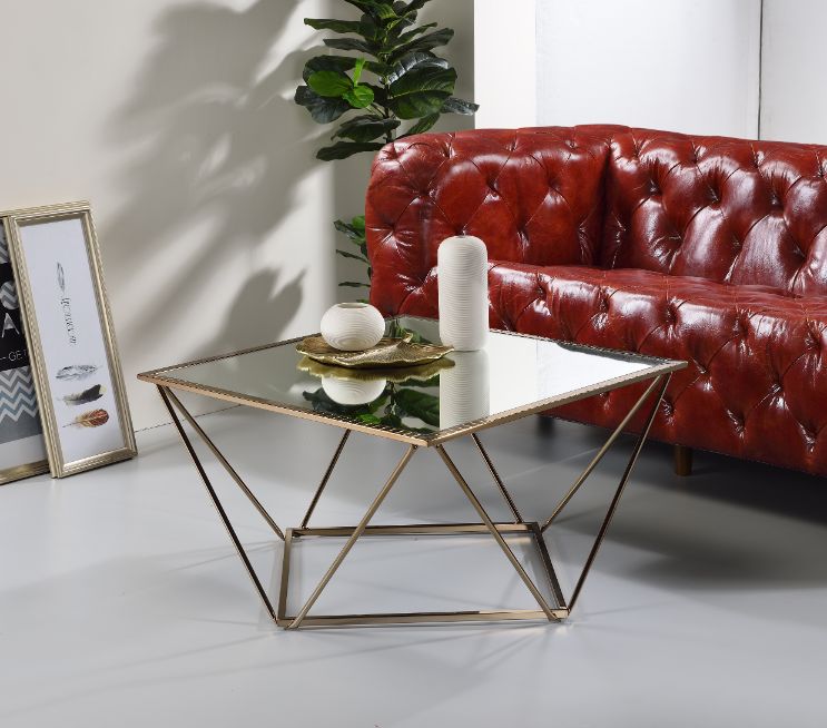 ACME Furniture Coffee Tables - ACME Fogya Coffee Table, Mirrored & Champagne Gold Finish
