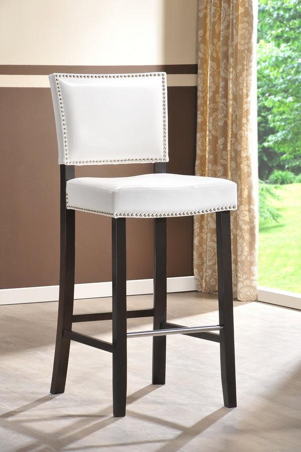Wholesale Interiors Barstools - Aries White Modern Bar Stool with Nail Head Trim (Set of 2)