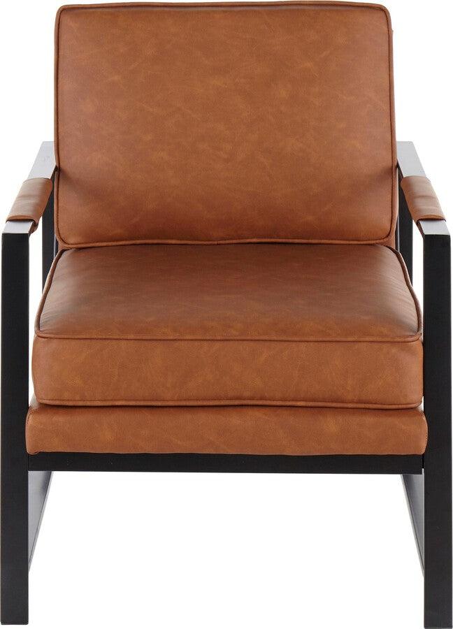 Lumisource Accent Chairs - Franklin Contemporary Arm Chair in Black Metal & Camel Faux Leather