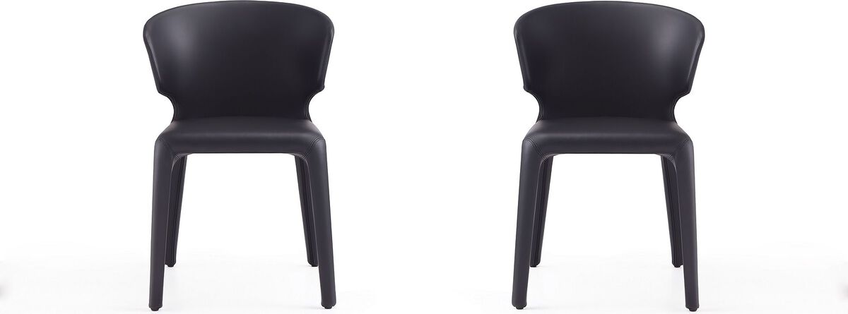 Manhattan Comfort Dining Chairs - Conrad Black Faux Leather Dining Chair (Set of 2)