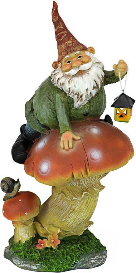 Design Toscano Gnomes - Tesla With Lamp Garden Gnome Statue