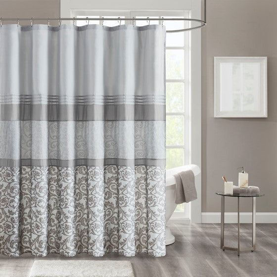Olliix.com Shower Curtains - Printed and Embroidered Shower Curtain Grey
