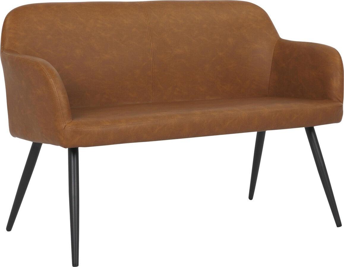 Lumisource Benches - Daniella Industrial High Back Bench in Black Steel and Camel Faux Leather