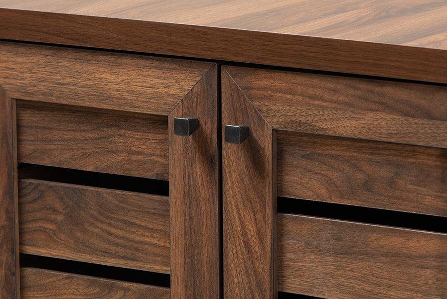 Wholesale Interiors Shoe Storage - Salma Walnut Brown Finished Wood 2-Door Shoe Storage Cabinet
