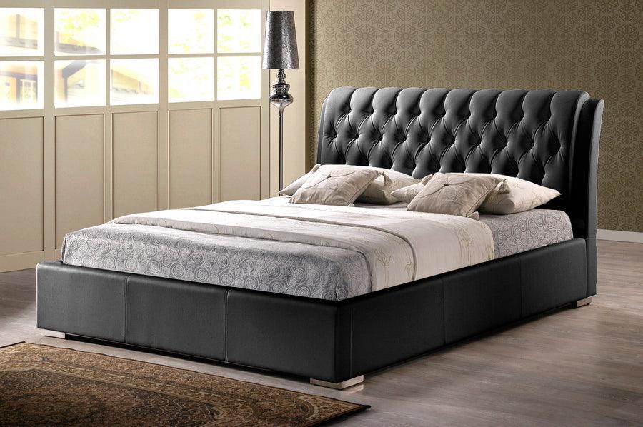 Wholesale Interiors Beds - Bianca Black Modern Bed With Tufted Headboard (Queen Size)