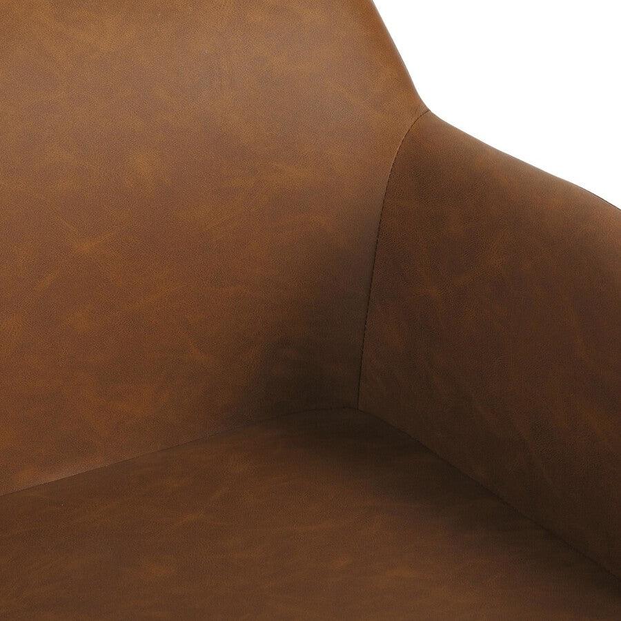 Lumisource Benches - Daniella Industrial High Back Bench in Black Steel and Camel Faux Leather
