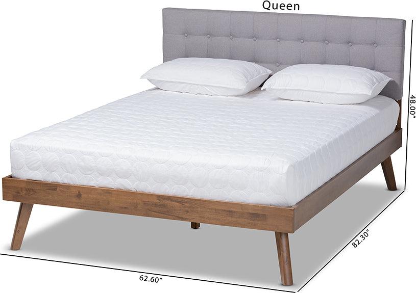 Wholesale Interiors Beds - Devan Queen Bed Light Gray & Walnut