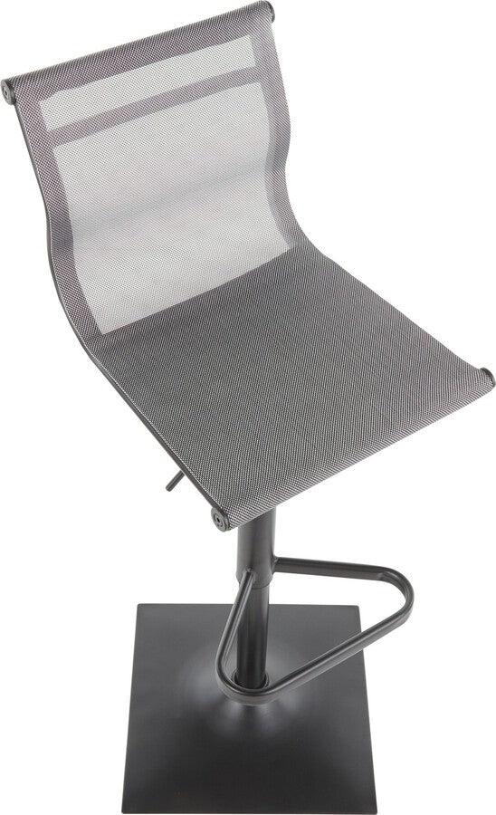 Lumisource Barstools - Mirage Contemporary Barstool in Black Metal and Silver Mesh Fabric