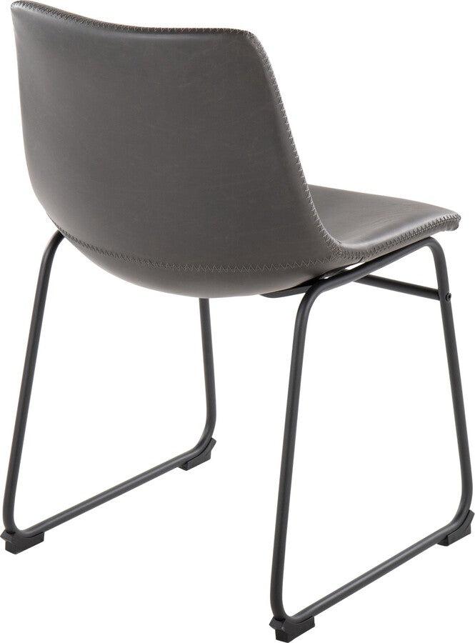 Lumisource Accent Chairs - Duke Industrial Side Chair In Black Steel & Grey Faux Leather (Set of 2)