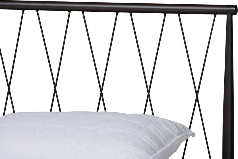 Wholesale Interiors Beds - Nano Modern and Contemporary Black Finished Metal Queen Size Platform Bed