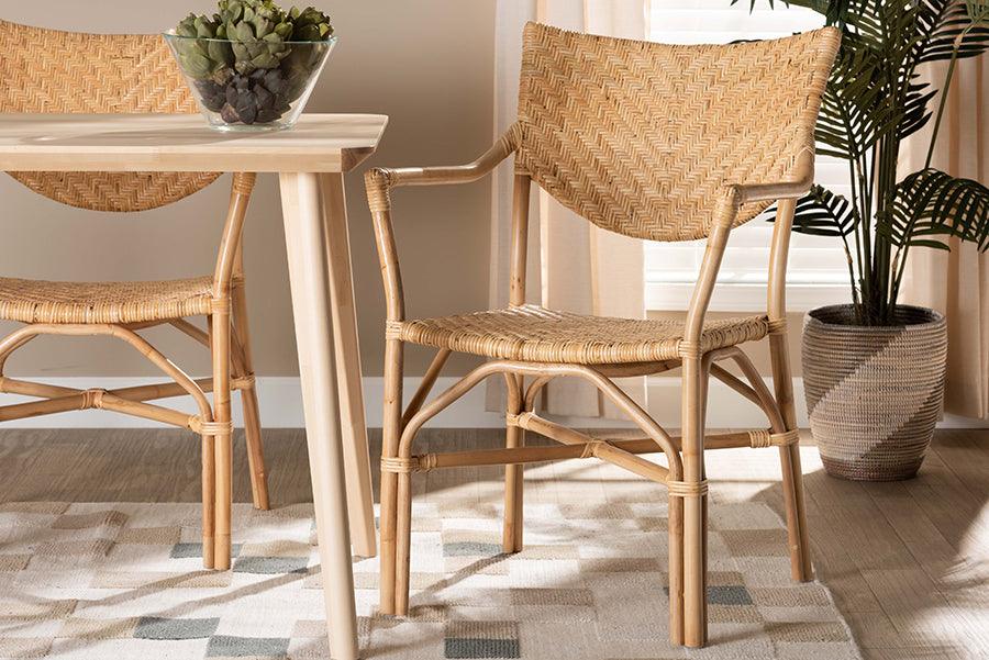 Wholesale Interiors Dining Chairs - Damani Modern Bohemian Natural Brown Finished Rattan Dining Chair