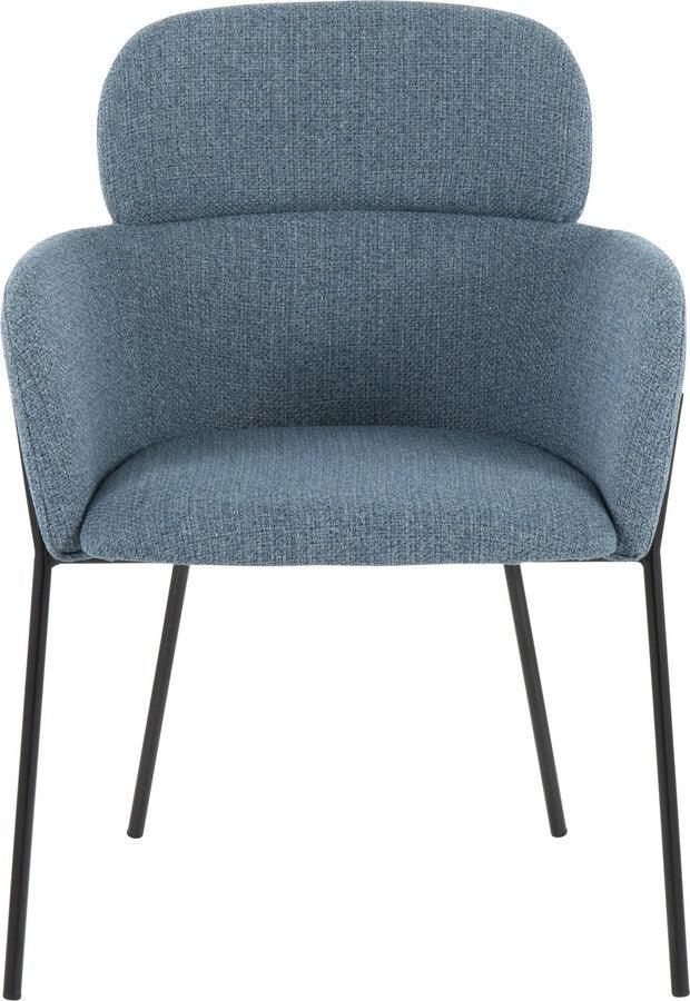 Lumisource Accent Chairs - Milan Contemporary Chair In Black Metal & Blue Noise Fabric (Set of 2)
