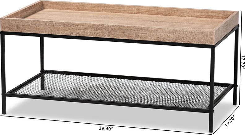 Wholesale Interiors Coffee Tables - Overton Modern Industrial Oak Brown Finished Wood and Black Metal Coffee Table