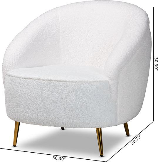 Wholesale Interiors Accent Chairs - Urian White Boucle Upholstered and Gold Finished Metal Accent Chair