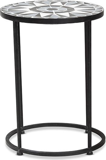 Wholesale Interiors Outdoor Side Tables - Kaden Multi-Colored Glass and Black Metal Outdoor Side Table