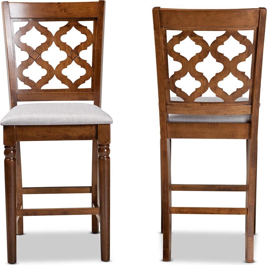 Wholesale Interiors Barstools - Ramiro Grey & Walnut Brown Finished Wood 2-Piece Counter Stool Set