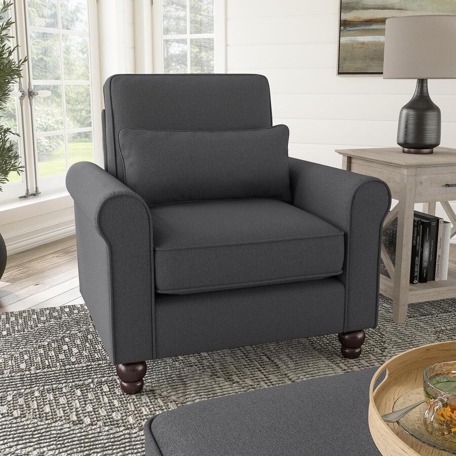 Bush Business Furniture Accent Chairs - Accent Chair with Arms Charcoal Gray Herringbone Fabric L
