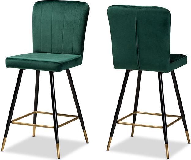 Wholesale Interiors Barstools - Preston Bar Stool Green & Black & Gold (Set of 2)