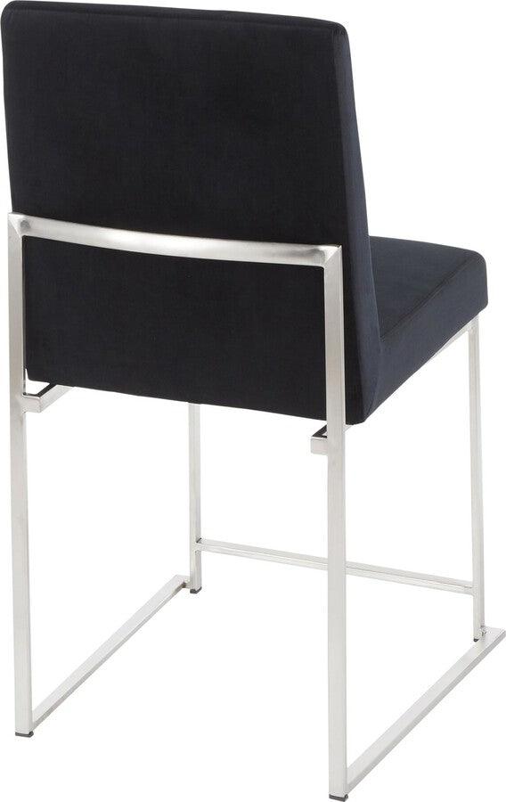 Lumisource Dining Chairs - High Back Fuji Contemporary Dining Chair in Stainless Steel and Black Velvet - Set of 2