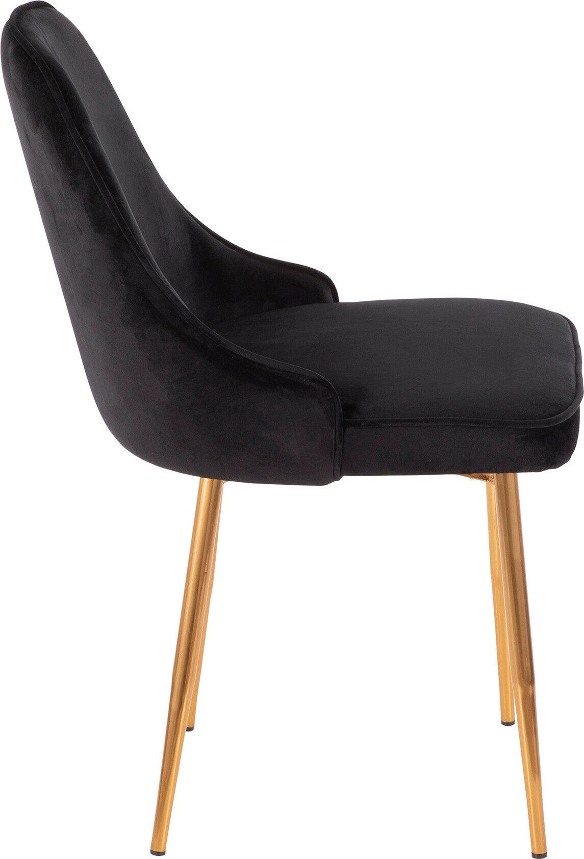 Lumisource Dining Chairs - Marcel Contemporary Dining Chair with Gold Frame and Black Velvet Fabric (Set of 2)