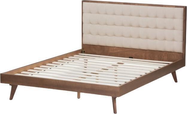 Wholesale Interiors Beds - Soloman Queen Bed Light Beige & Brown