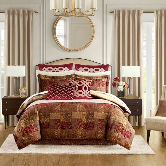 Olliix.com Comforters & Blankets - 4 Piece Red Comforter Set Red King