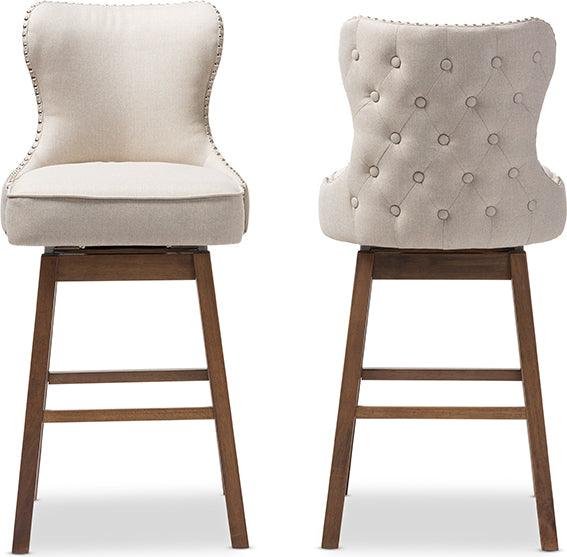 Wholesale Interiors Barstools - Gradisca Contemporary Brown & Light Beige Swivel Barstool (Set of 2)