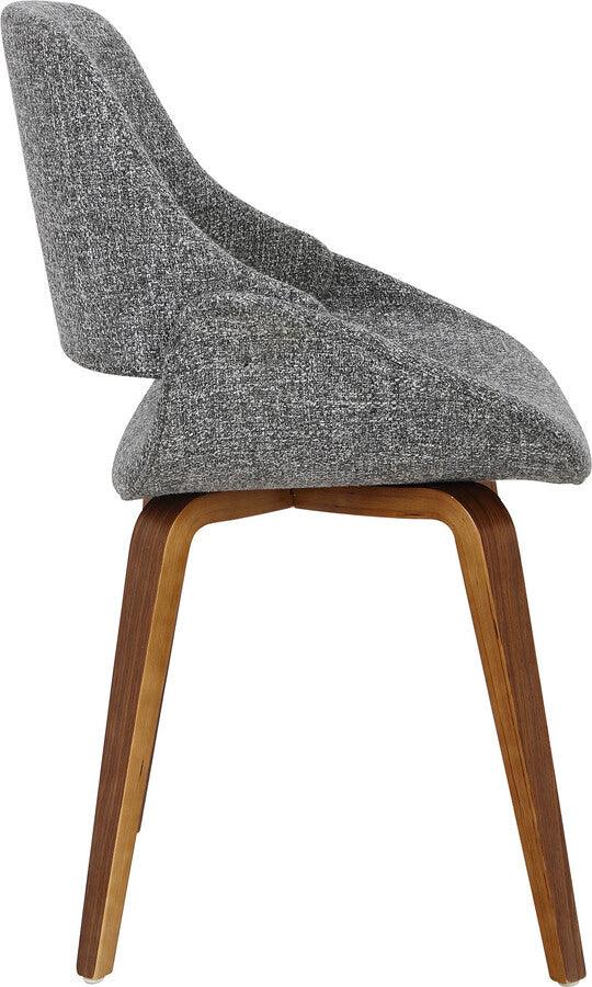 Lumisource Dining Chairs - Fabrico Mid-Century Modern Dining/Accent Chair in Walnut and Grey Noise Fabric - Set of 2