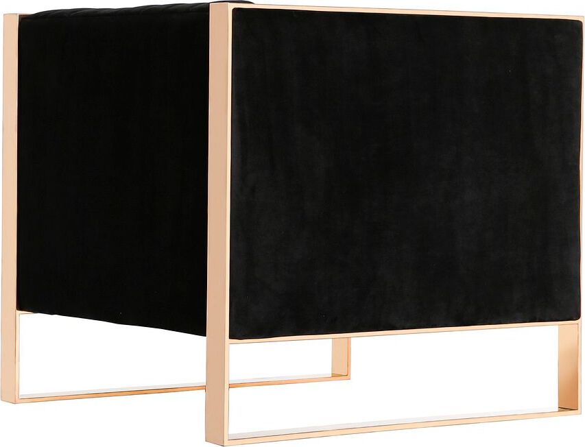 Manhattan Comfort Accent Chairs - Trillium Black and Rose Gold Velvet Accent Chair