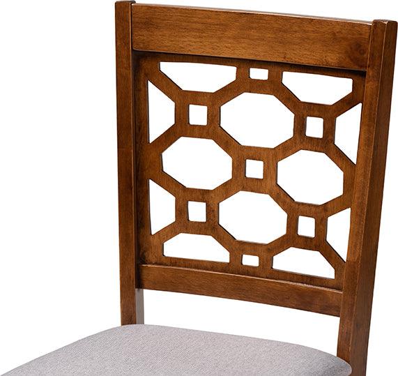 Wholesale Interiors Dining Chairs - Peter Grey Fabric Upholstered and Walnut Brown Finished Wood 4-Piece Dining Chair Set