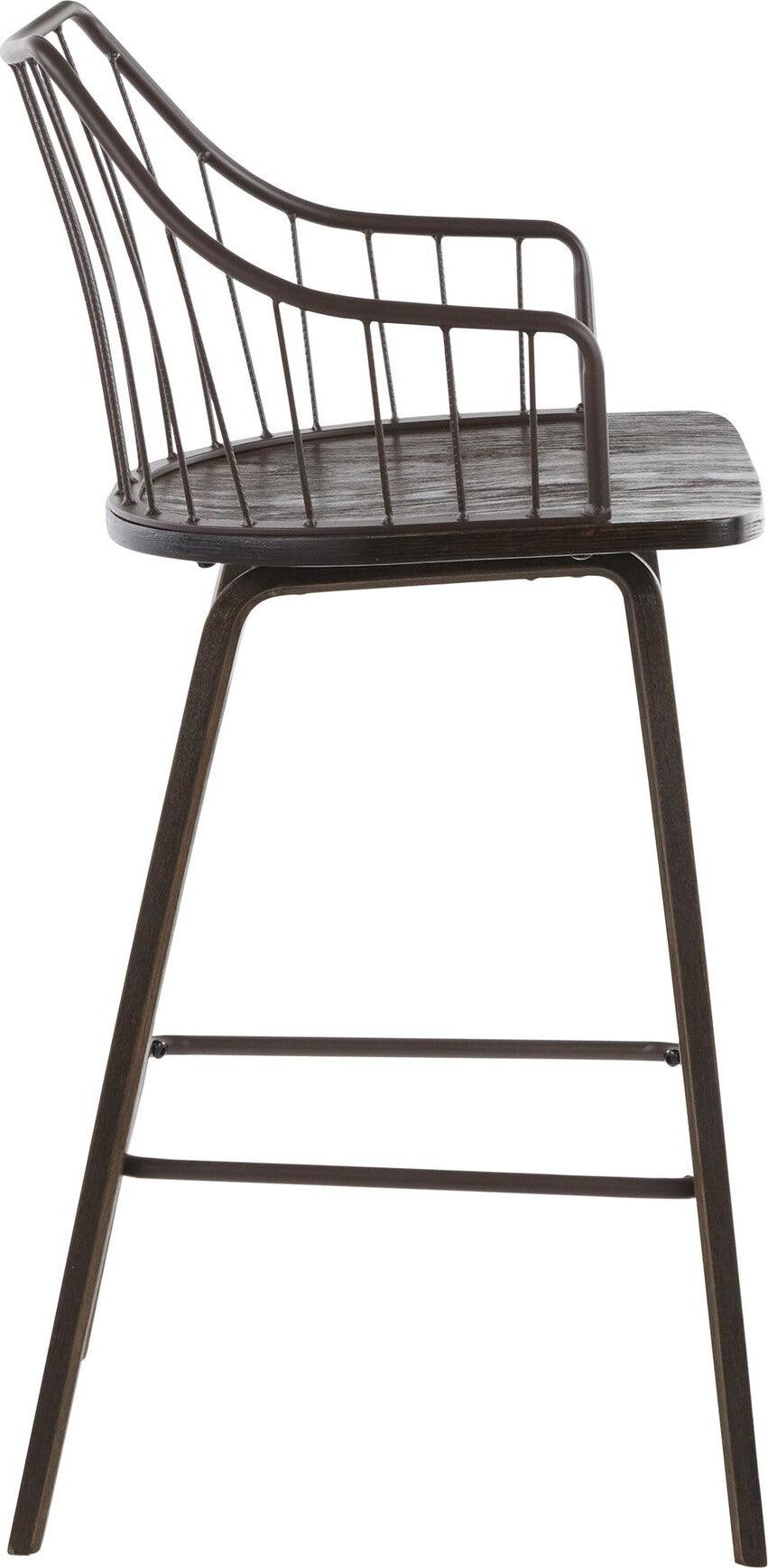 Lumisource Barstools - Winston Counter Stool Dark Walnut & Brown