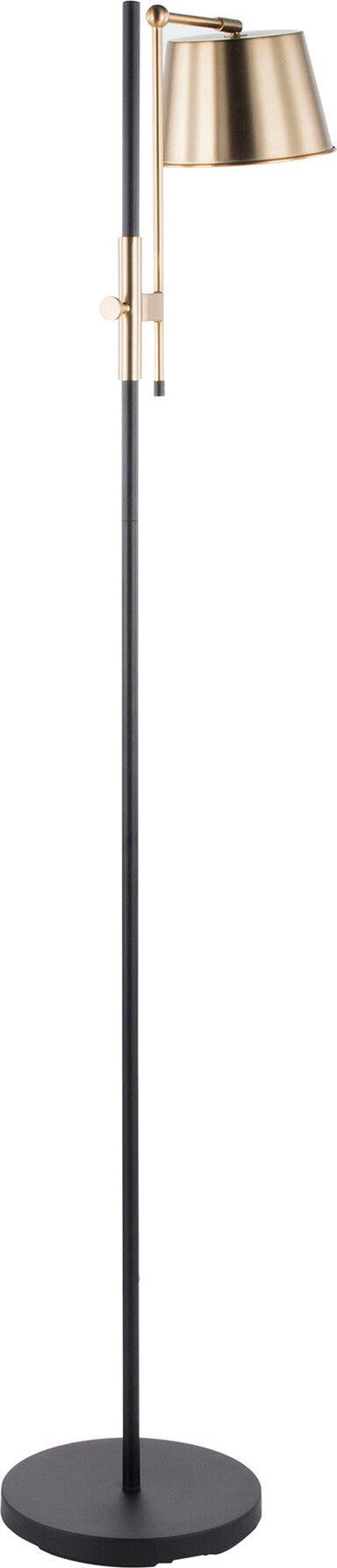 Lumisource Floor Lamps - Metric Floor Lamp Black & Antique Brass