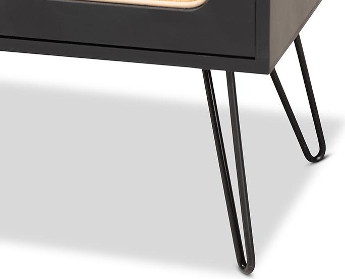Wholesale Interiors Buffets & Sideboards - Davion Mid-Century Modern Brown Wood and Black Metal 2-Door Sideboard Buffet