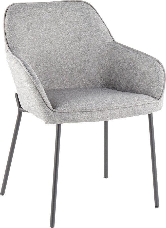 Lumisource Dining Chairs - Daniella Contemporary Dining Chair in Black Metal & Grey Fabric - Set of 2