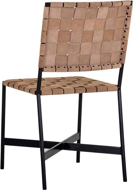 SUNPAN Dining Chairs - Omari Dining Chair - Black - Light Tan Leather (Set of 2)