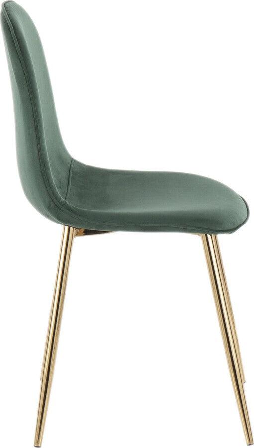 Lumisource Dining Chairs - Pebble Contemporary Chair in Gold Steel and Green Velvet - Set of 2