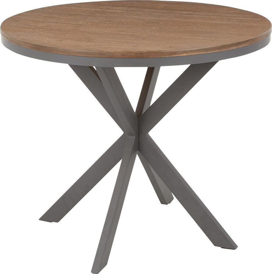 Lumisource Dining Tables - X Pedestal Industrial Dinette Table with Grey Metal and Medium Brown Bamboo