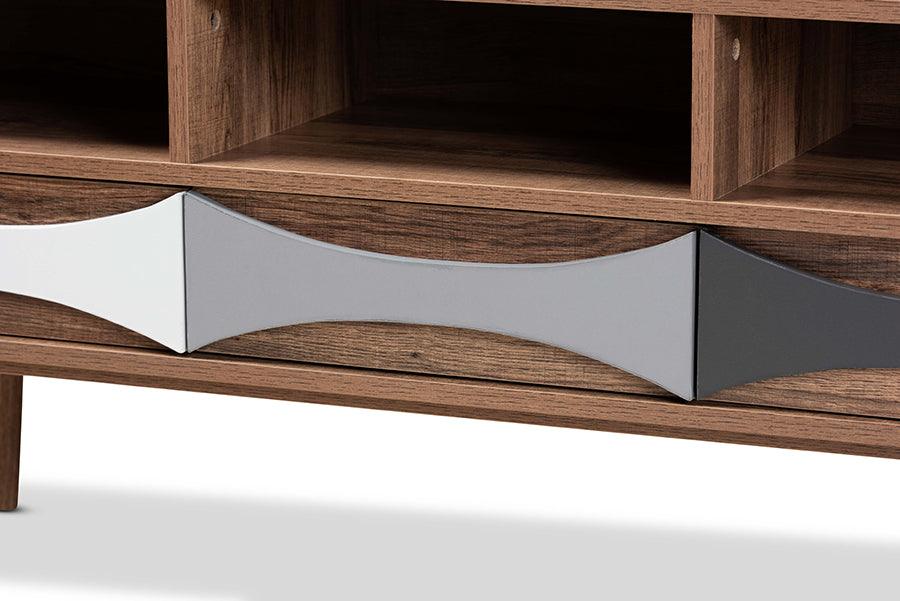 Wholesale Interiors TV & Media Units - Leane Modern and Contemporary Natural Brown and Multi-Colored Wood 3-Drawer TV Stand