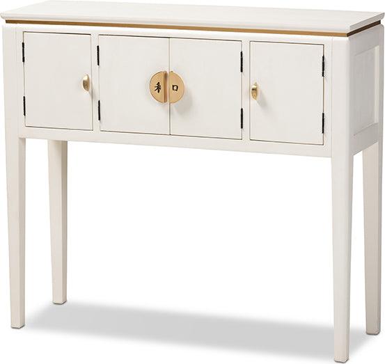 Wholesale Interiors Consoles - Aiko Classic and Traditional Japanese-Inspired Off-White Finished 4-Door Wood Console