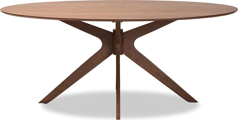 Wholesale Interiors Dining Tables - Monte Walnut Brown Finished Wood 71-Inch Oval Dining Table