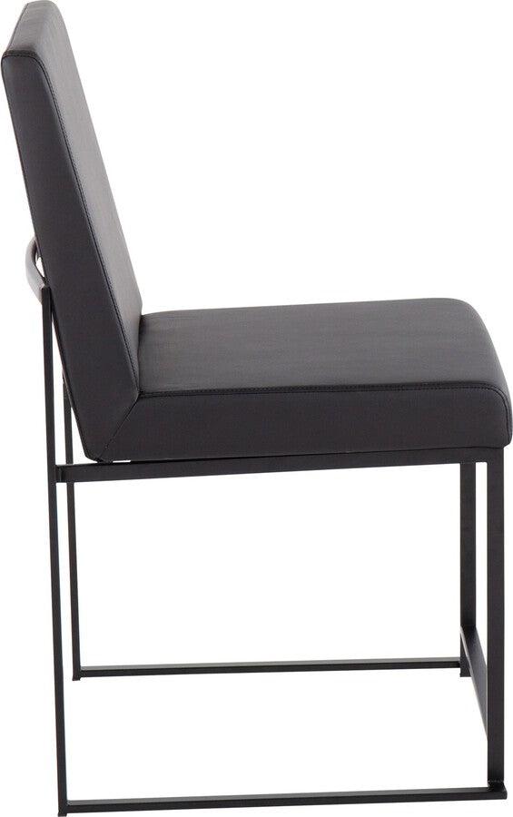 Lumisource Dining Chairs - High Back Fuji Contemporary Dining Chair In Black Steel & Black Faux Leather (Set of 2)