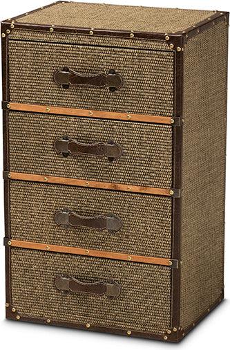 Wholesale Interiors Buffets & Cabinets - Owen Brown Fabric Upholstered 4-Drawer Accent Storage Cabinet