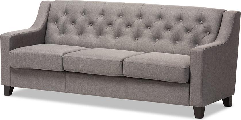 Wholesale Interiors Sofas & Couches - Arcadia Grey Fabric Upholstered Button-Tufted Living Room 3-Seater Sofa